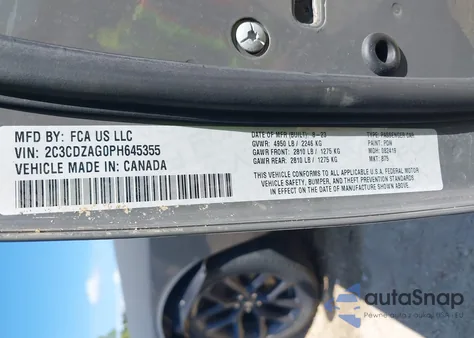 2023 Dodge Challenger Sxt from USA, damaged, VIN 2C3CDZAG0PH645355